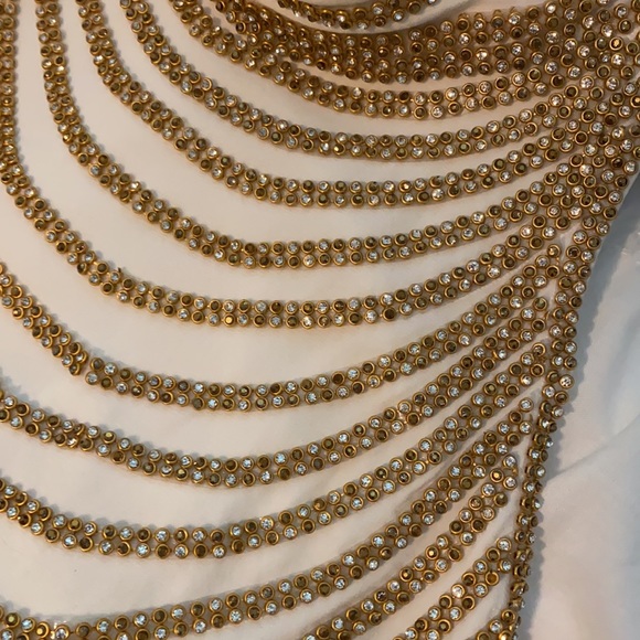 Jovani White & Gold Cocktail Dress Size 4 - Picture 2 of 9